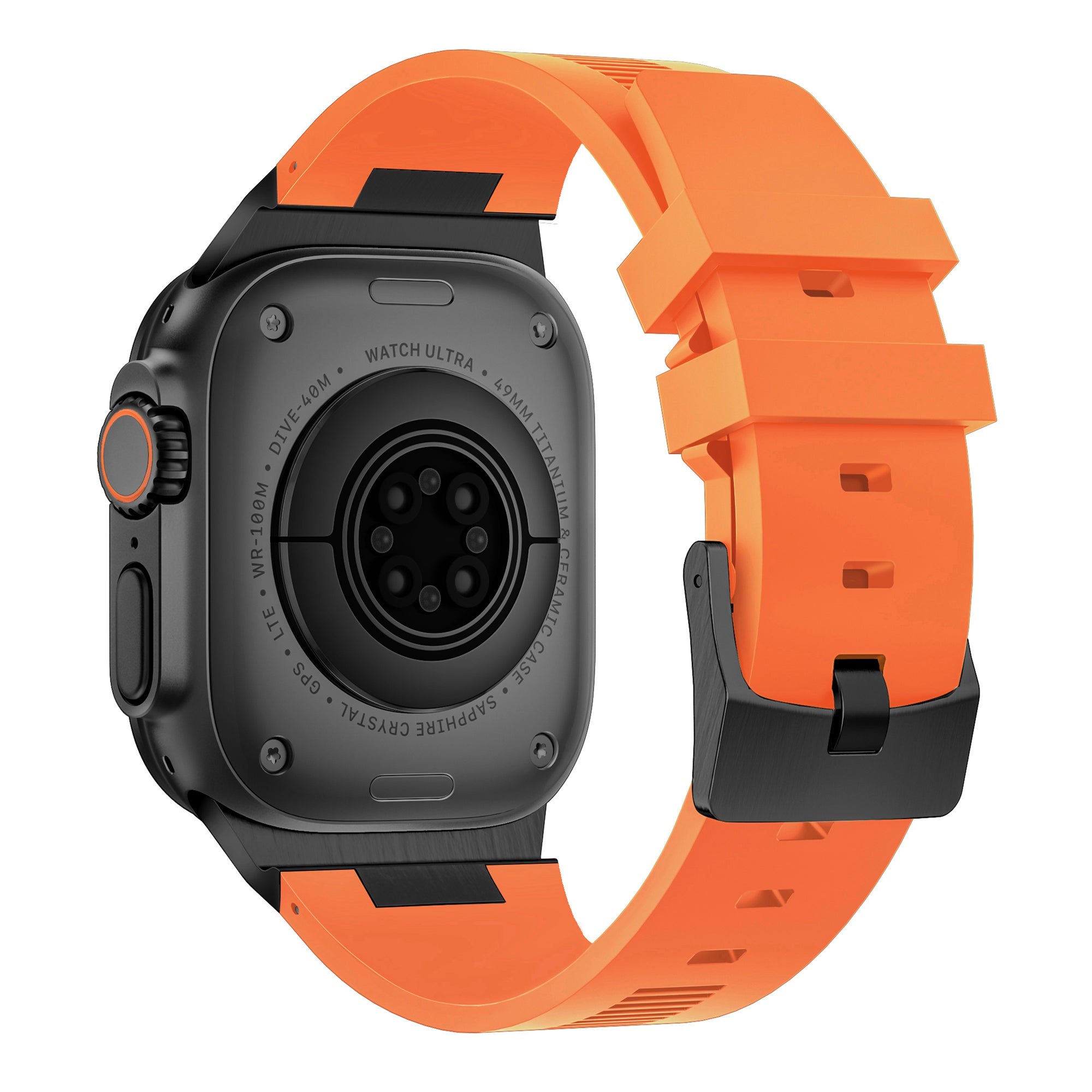 For Apple Watch Ultra 2 Ultra 49mm / Series 9 8 7 45mm / 6 5 4 SE (2022) SE (2023) SE 44mm / 3 2 1 42mm Watch Bracelet - Black+Orange For Apple Watch Ultra 2 Ultra 49mm / Series 9 8 7 45mm / 6 5 4 SE (2022) SE (2023) SE 44mm / 3 2 1 42mm Watch Bracelet - Black+Orange